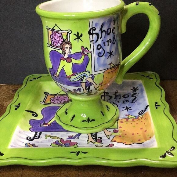 Mug and plate “Shoe Girl “ by Jennifer Brinley - Picture 2 of 6